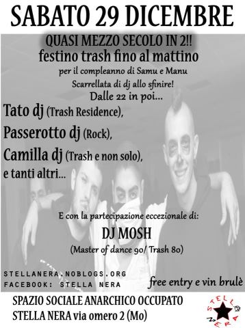 quasi mezzo secolo in 2!! trash night - sabato 29